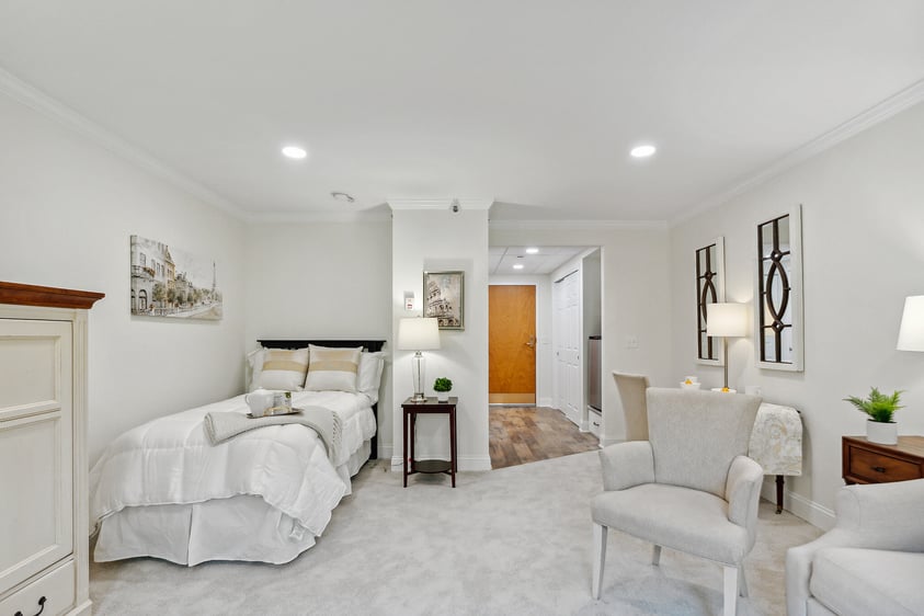 Studio with bedroom and living room view