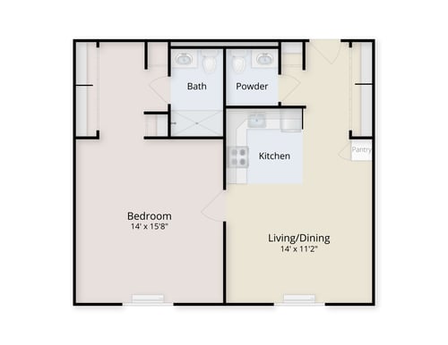 one-bedroom apartment at The Mansion at Rosemont