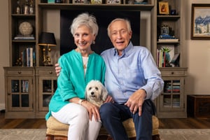 couple with their dog
