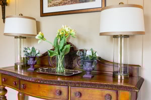 side table with flowers