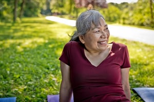 woman doing yoga outside