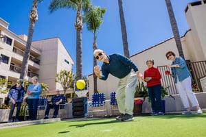 Group of Regents Point residents playing bocce ball