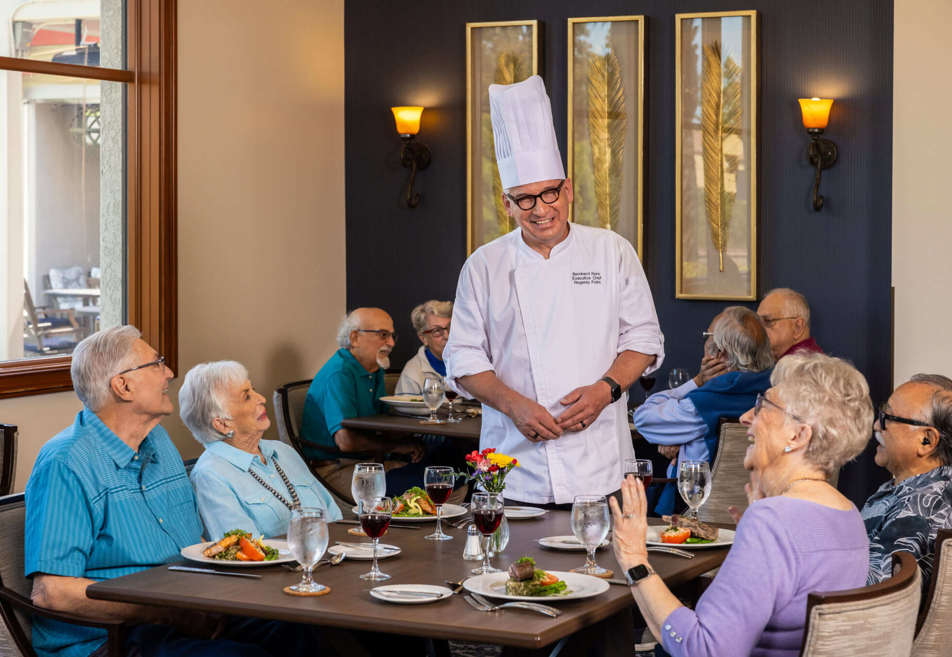 Residents in the HumanGood Regents Point dining room
