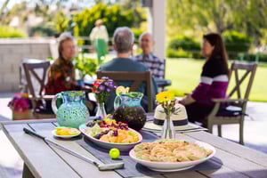 Food displayed on an outdoor table