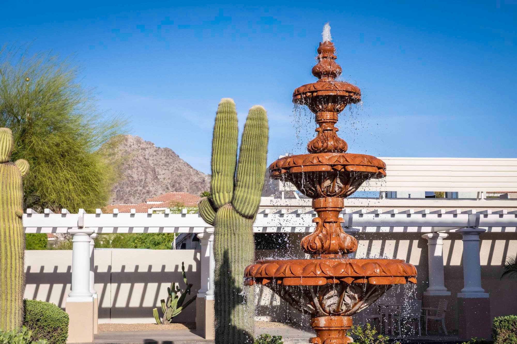  Outdoor water fountain and cactus at The Terraces of Phoenix