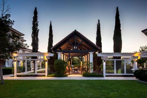 Outdoor gazebo in the evening