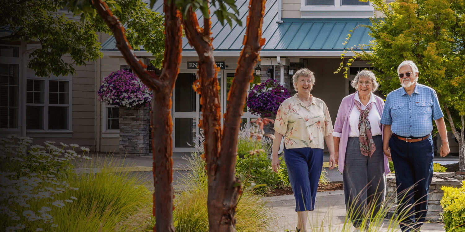 Residents walking together at Hillside