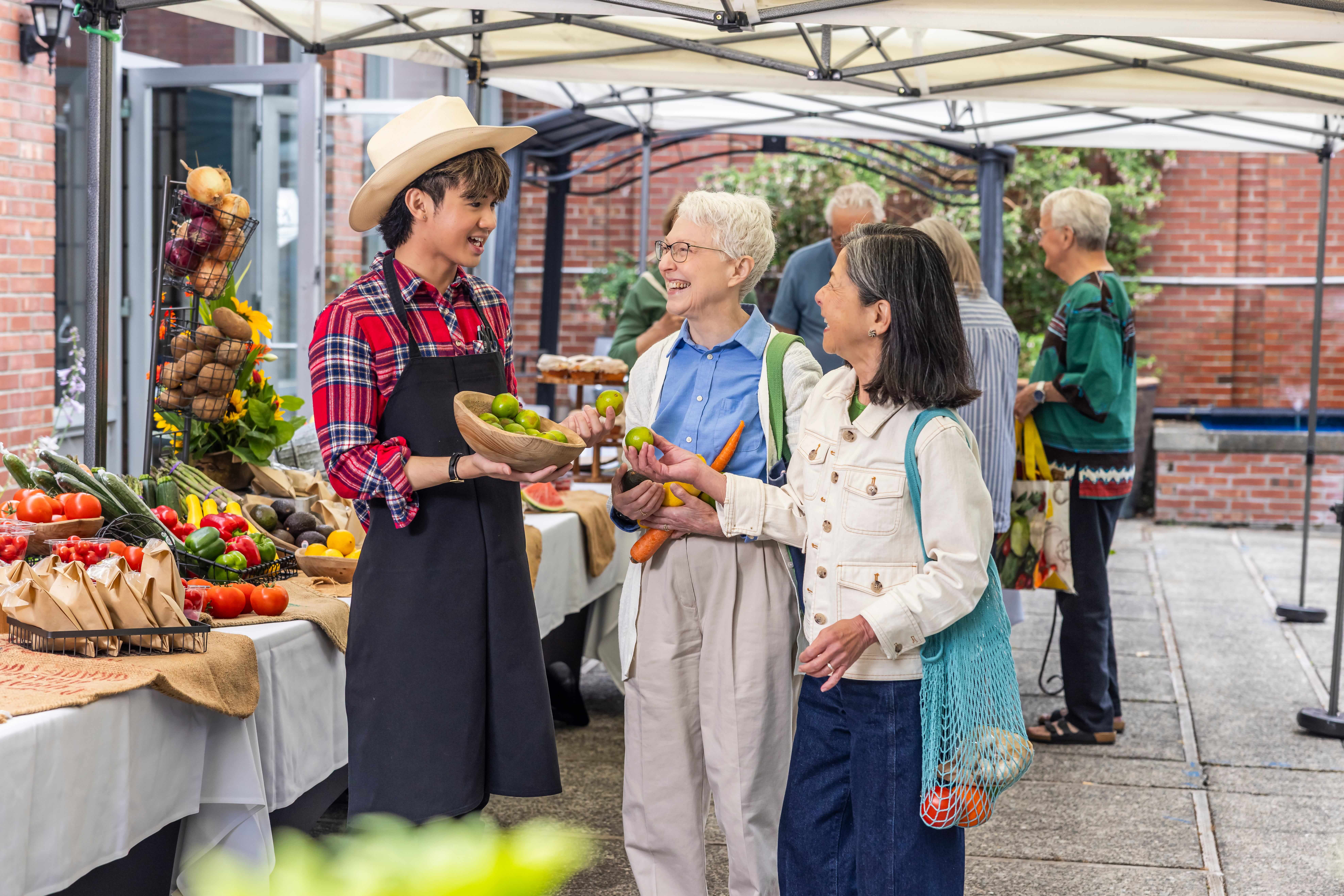 Senior friends shopping together