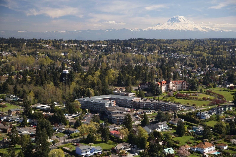Bird’s-eye view of Judson Park senior living community in Des Moines, Washington