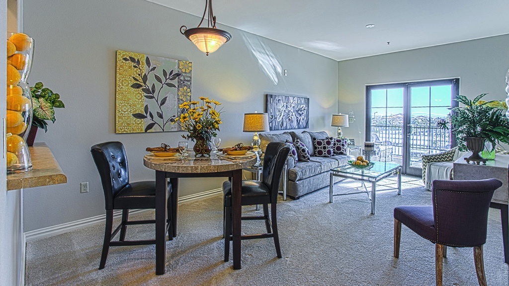  dining room, living room, nice windows (purple circles on pillow)