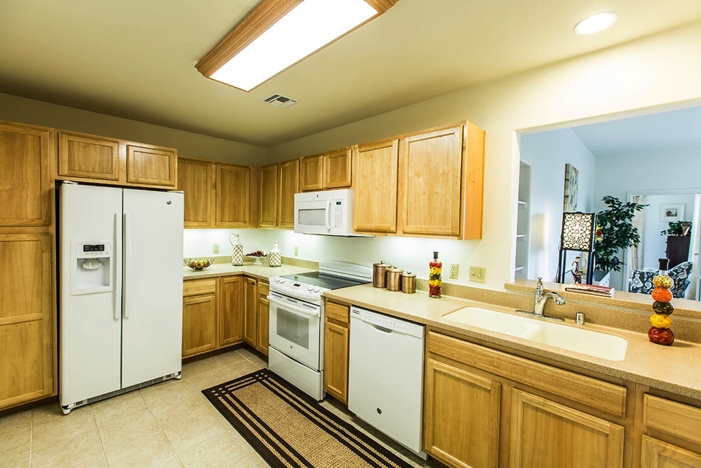  kitchen, tan wood cabinets