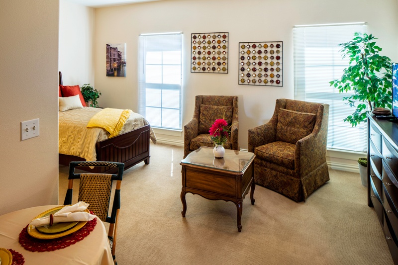 assisted living bedroom at Las Ventanas
