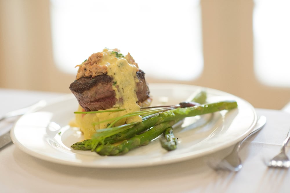 Meatloaf, mashed potatoes, and asparagus