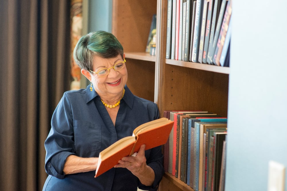 A woman reading a book