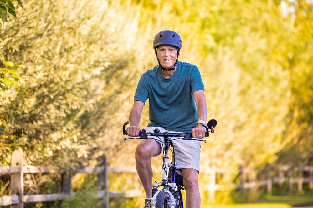 A man riding a bike