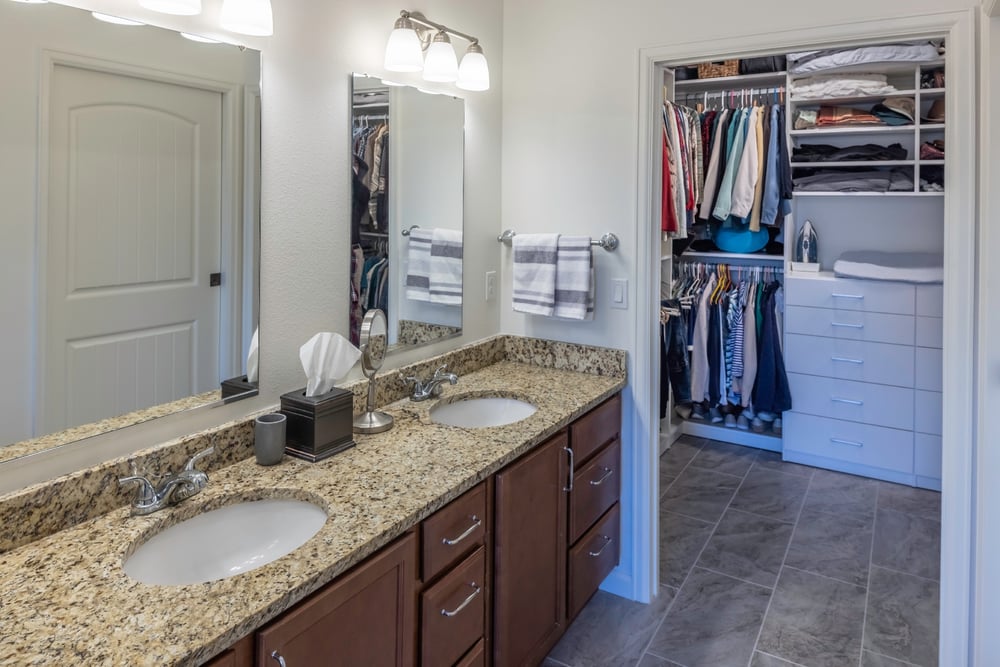 bathroom vanity with two sinks
