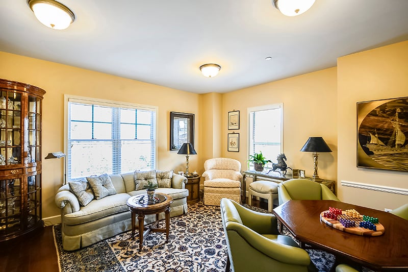 Meadow living room at The Terraces at Los Altos senior living community