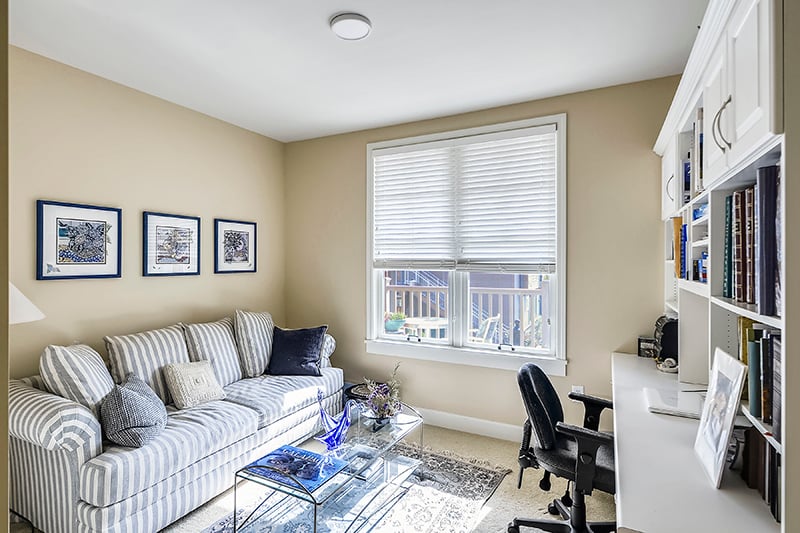 Portola living room and office area at The Terraces at Los Altos senior living community