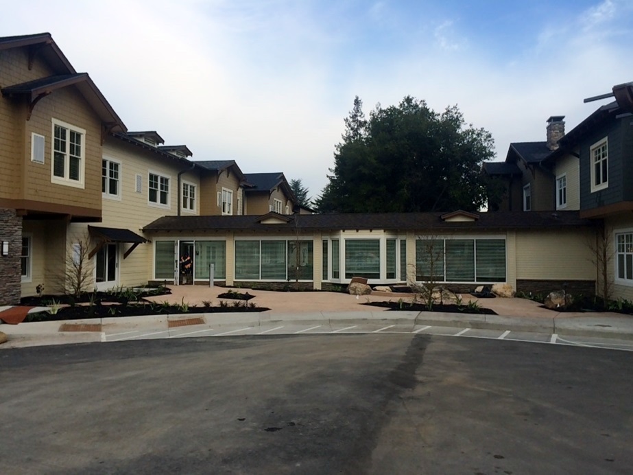External view of apartments at The Terraces at Los Altos senior living community 
