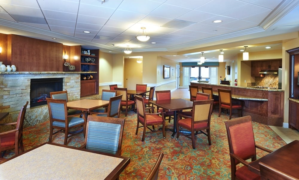Common dining area at senior living community The Terraces at Los Altos