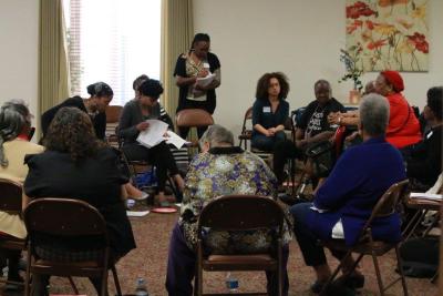 Allen Temple Arms’ residents being recorded for Cal Shakes’ production of “Fences.”