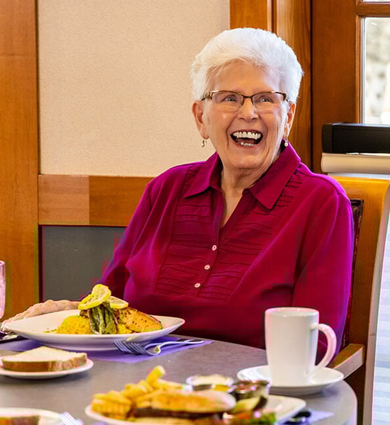 senior having lunch at a restaurant