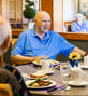 senior having lunch at a restaurant