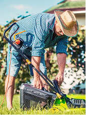 Man doing yard work