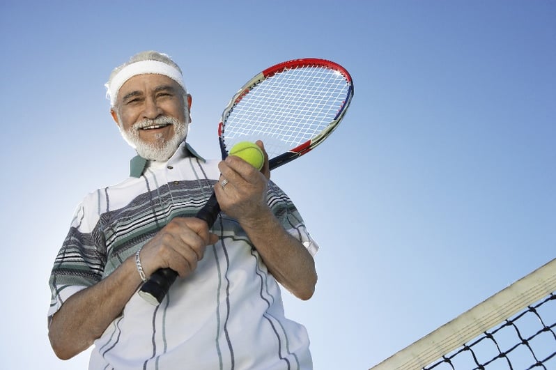 Man with a tennis racket