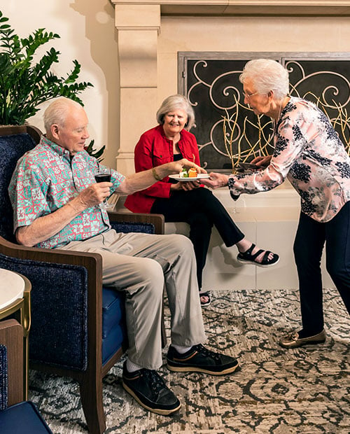 Group of residents enjoying cocktail hour