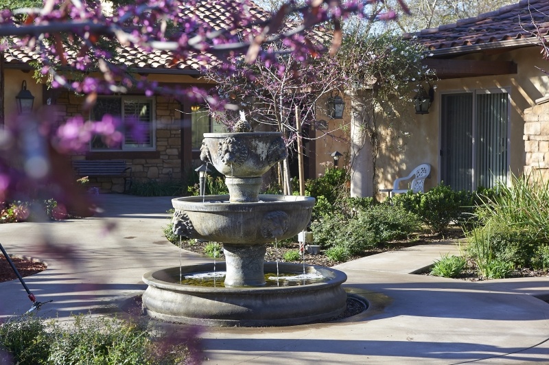 Water fountain in a courtyard at The Terraces at San Joaquin Gardens