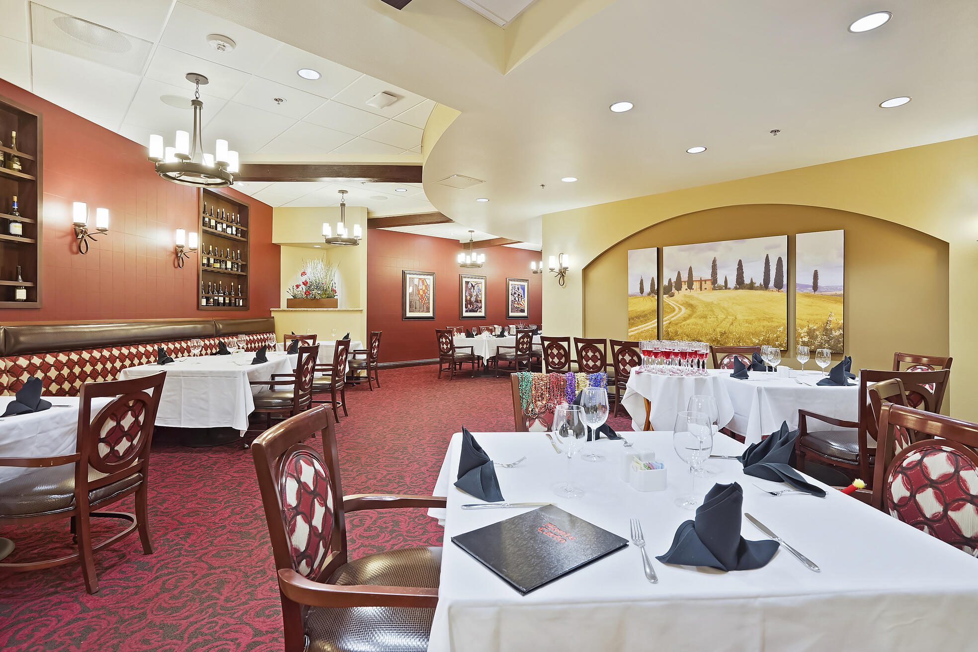 Dining tables in a restaurant at The Terraces at San Joaquin Gardens