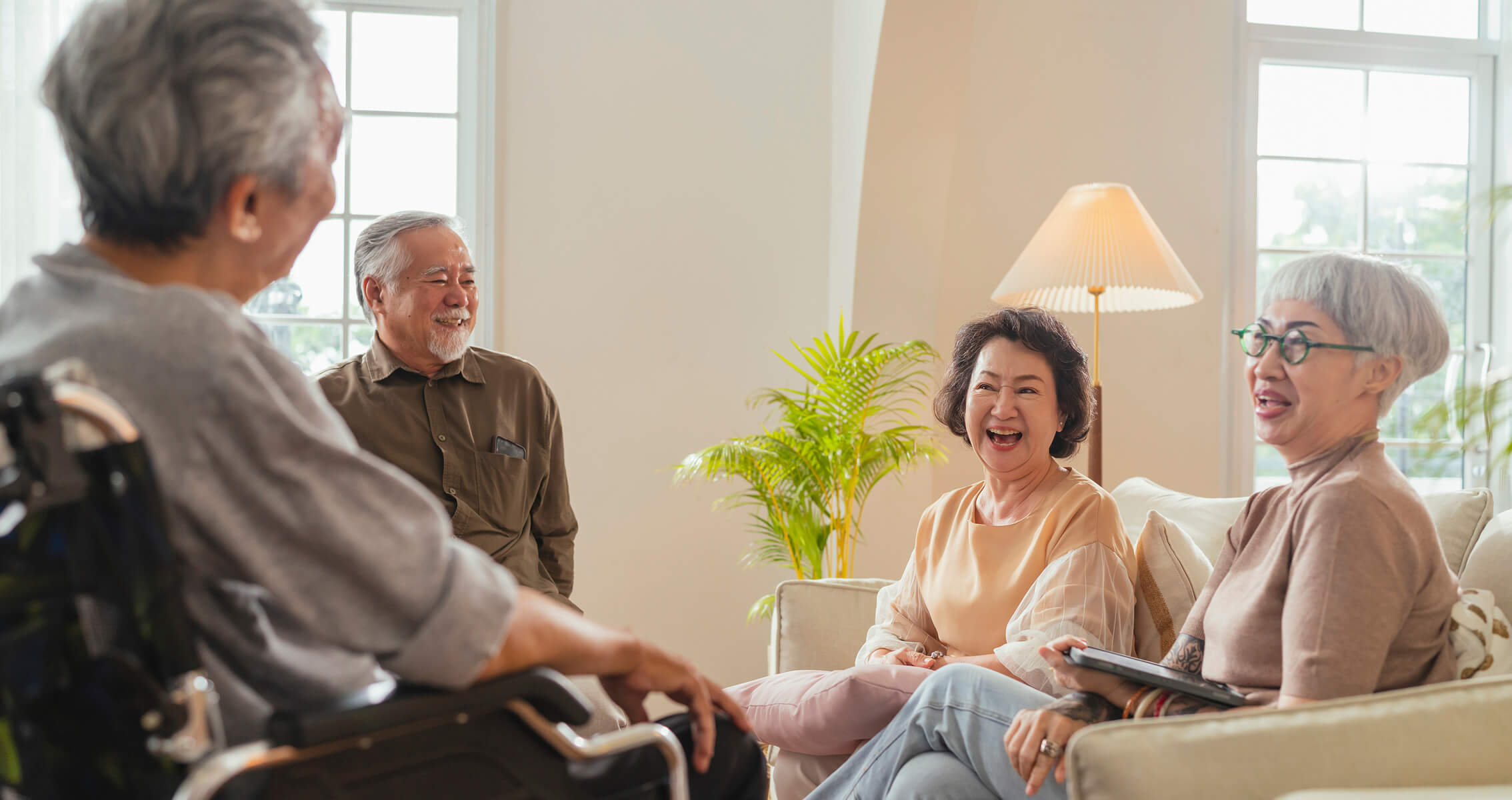 senior friends laughing
