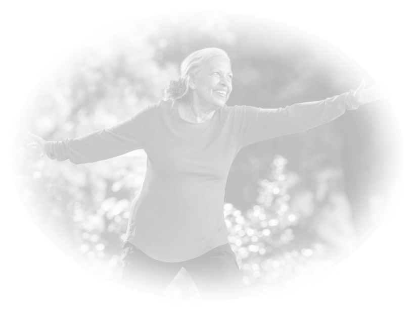 senior doing yoga outside