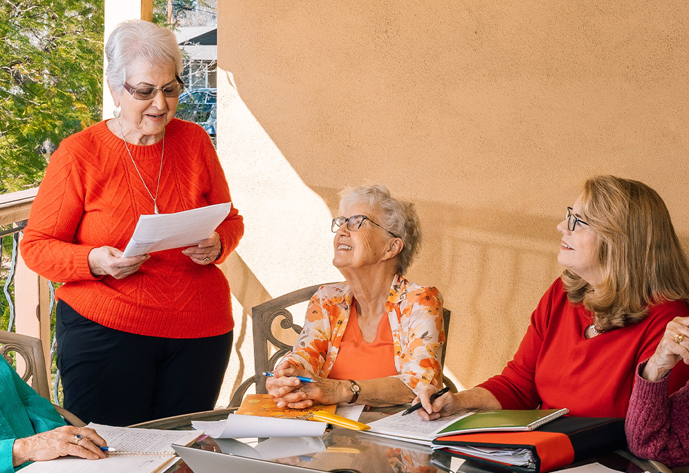 Carol and friends in writing group