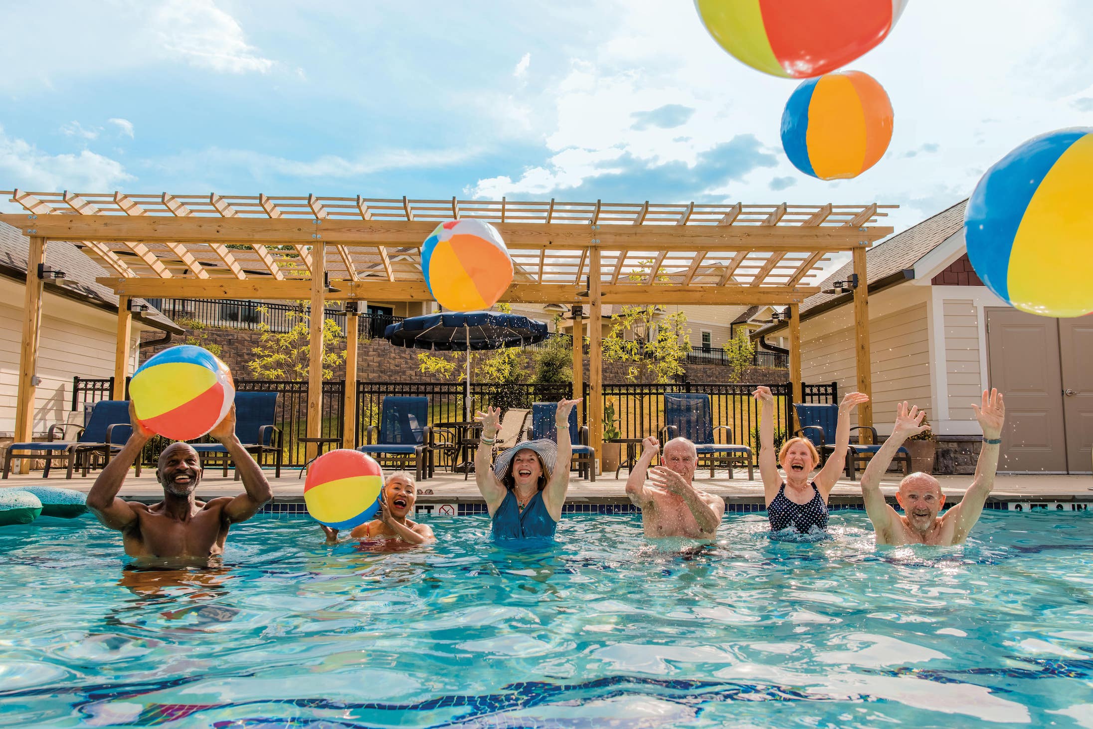 Group of seniors in the pool