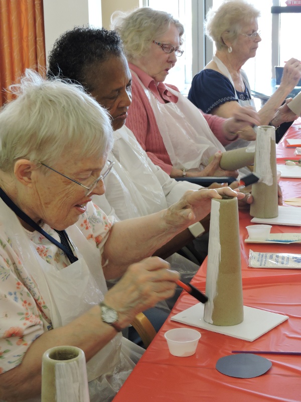 Senior residents doing a craft project