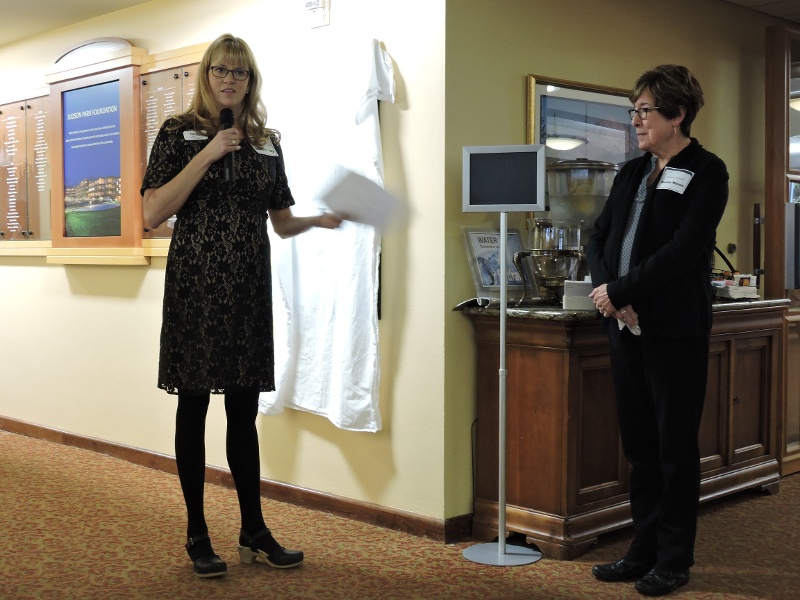 A speaker presenting at the Judson Park Foundation event.