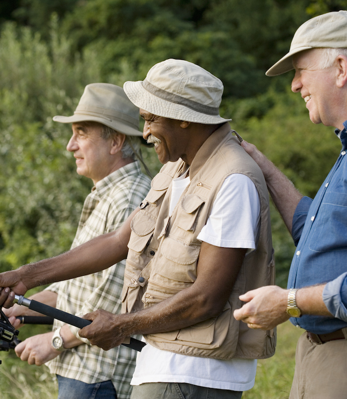 three men fishing