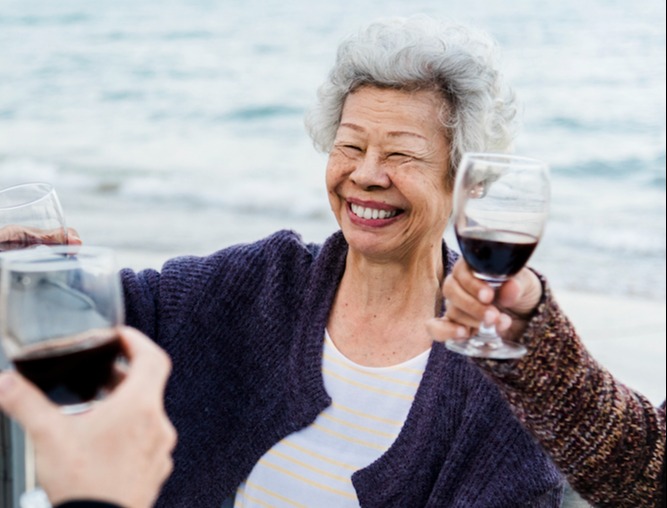 woman with wine