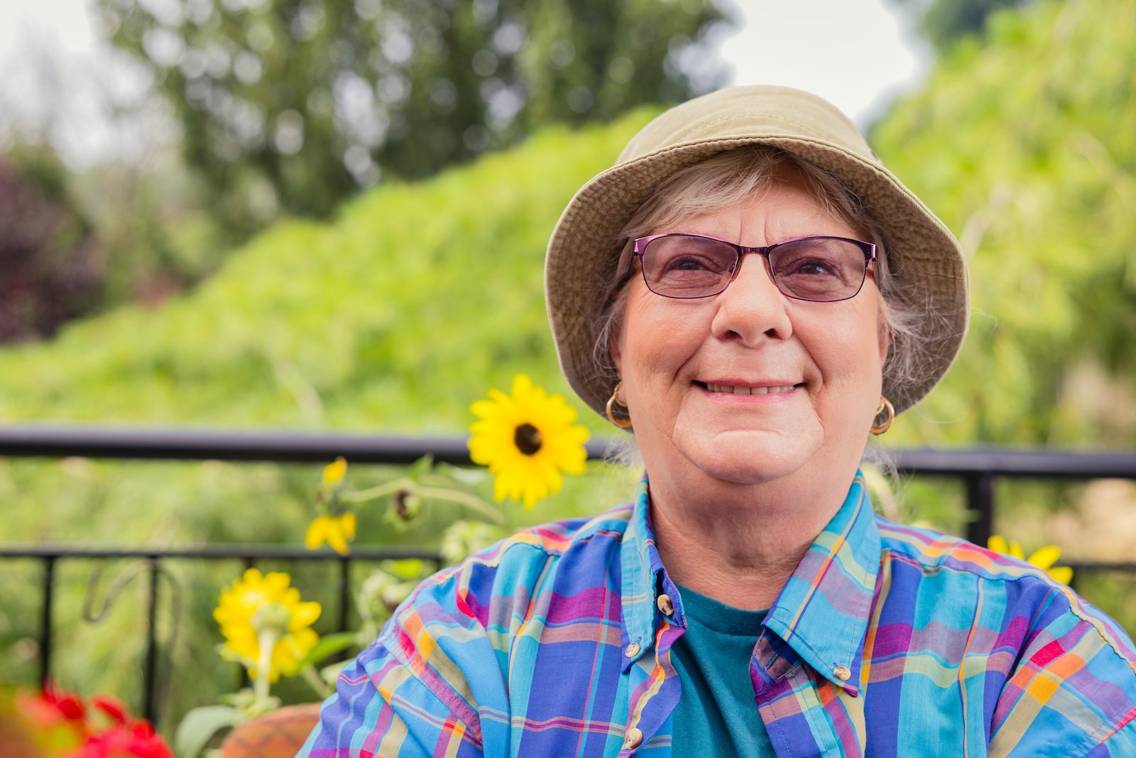 woman smiling in garden