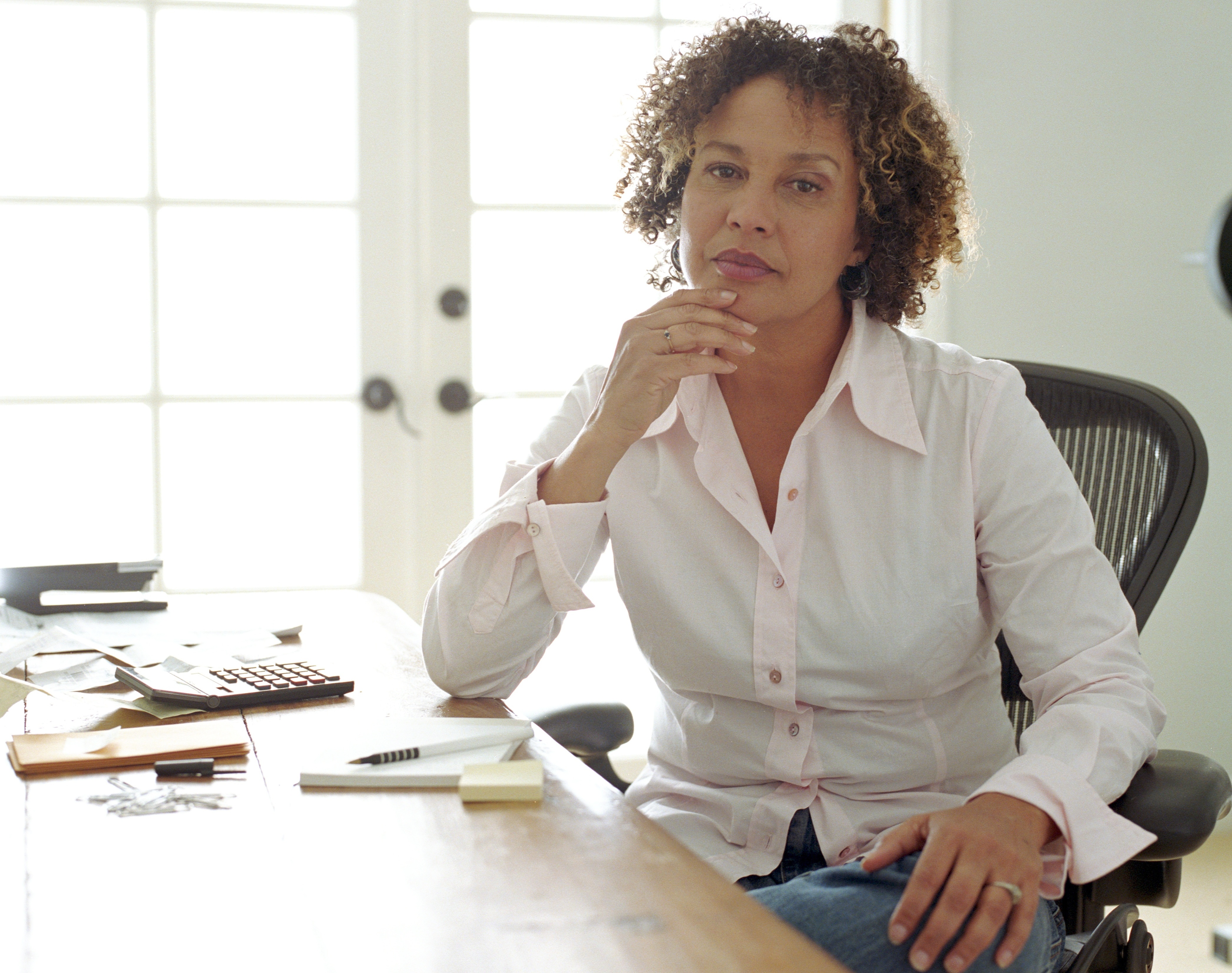 Woman sitting at a table