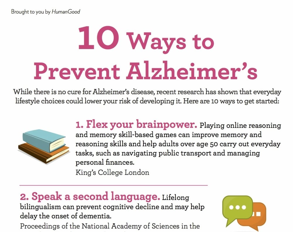 Top 10 Ways To Prevent Alzheimer's Disease